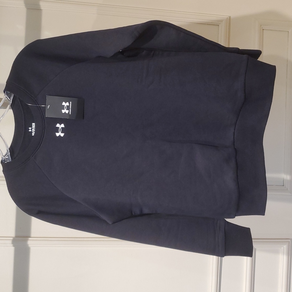 NWT Under Armour Womans XS Loose Fit Black  Crewneck Sweatshirt - Picture 4 of 5